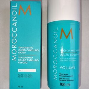 Moroccanoil Volume Lotion - Turquoise & White with Orange Logo